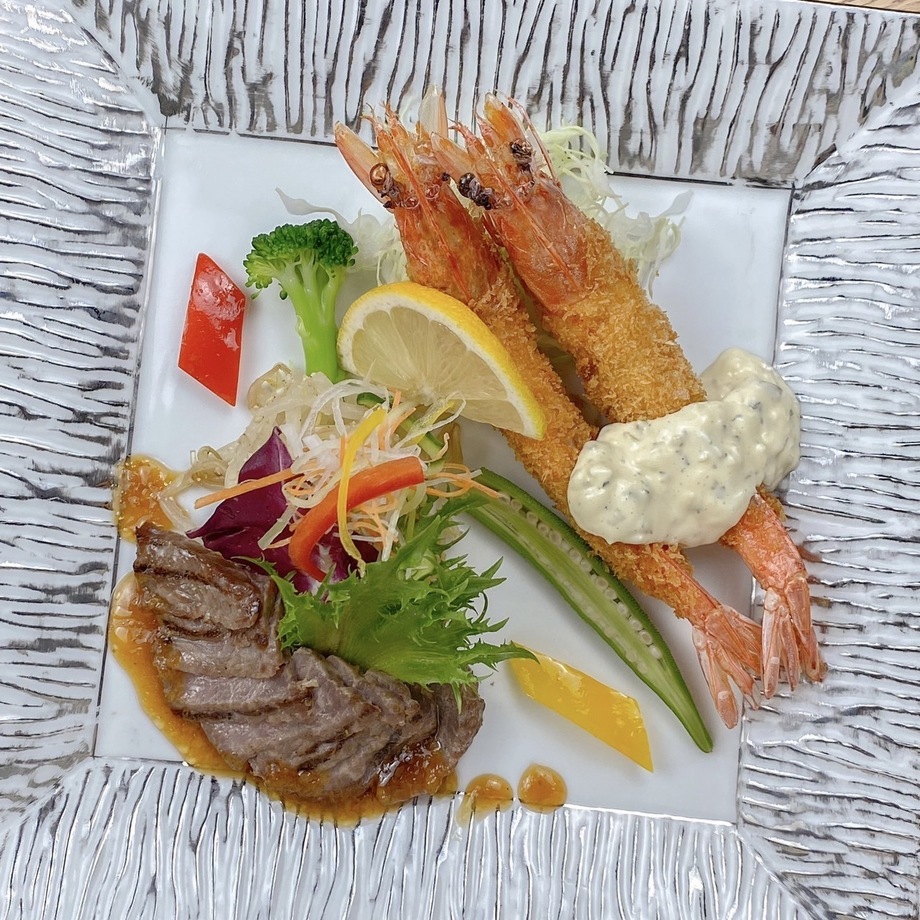 牛ロース＆金華海老フライ（1,650円）