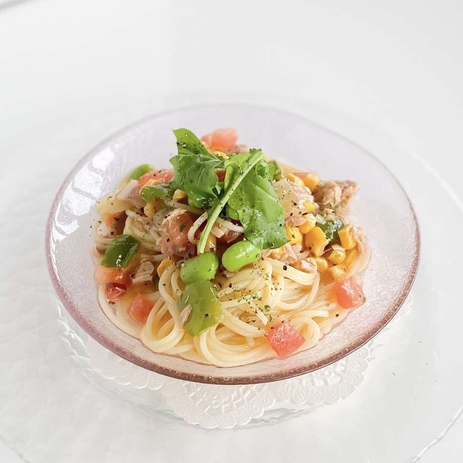 ツナとトマトの冷製パスタ（1400円）