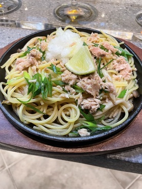 キノコツナおろし鉄板パスタ