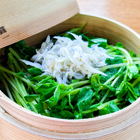 ホカホカ蒸籠蒸し豆苗 しらすのせ