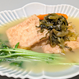 とろとろ厚揚げの高菜スープ煮