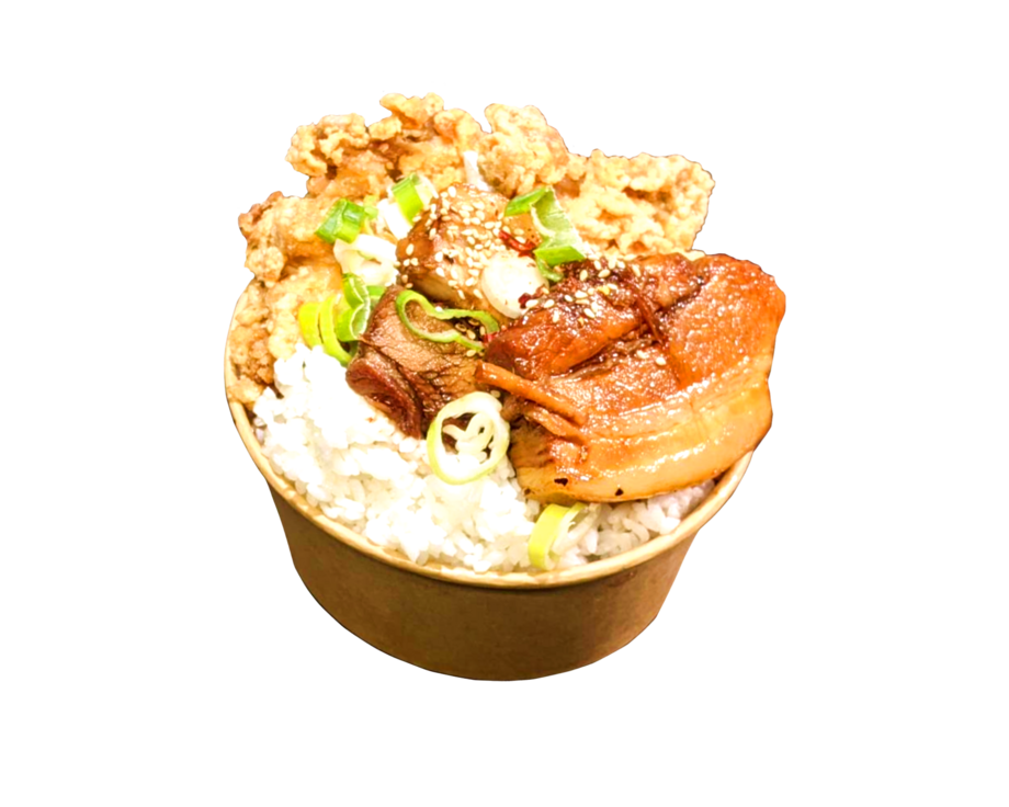 角煮からあげ盛り丼