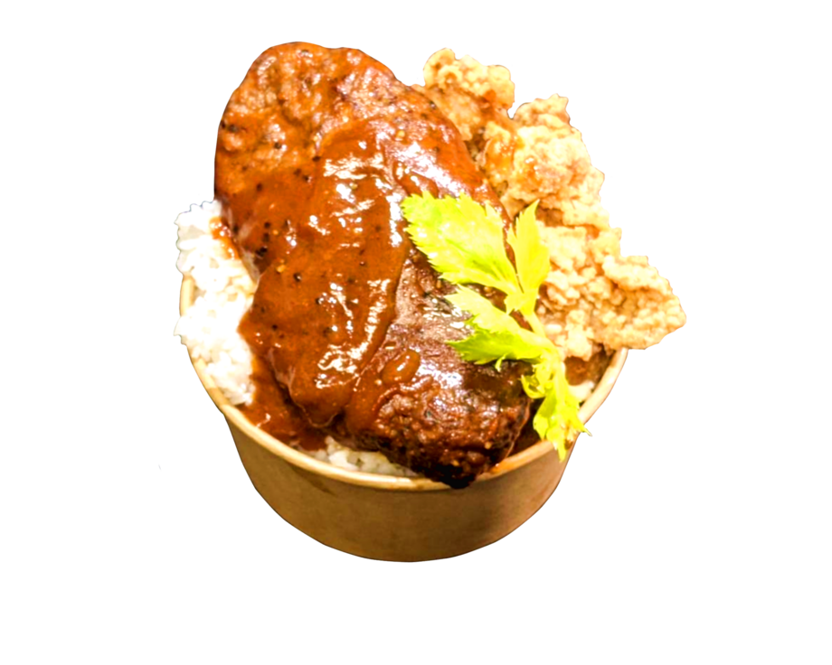 ハンバーグからあげ丼