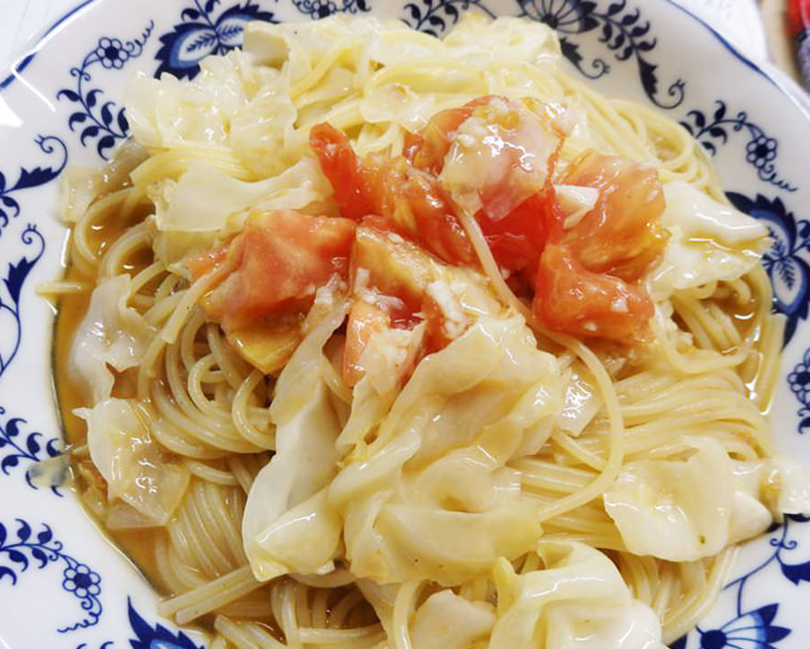 春キャベツとアンチョビソースのスパゲティ