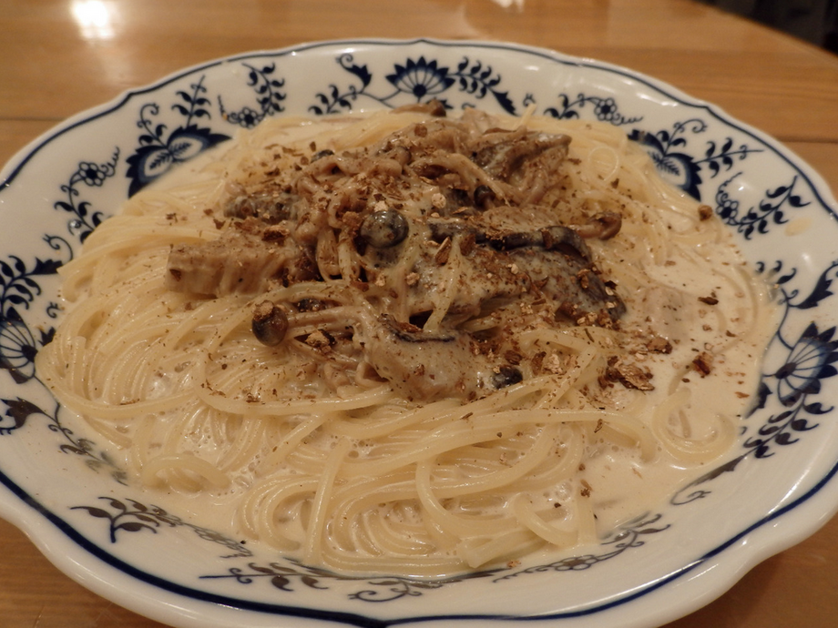 きのこの生クリームあえスパゲティ