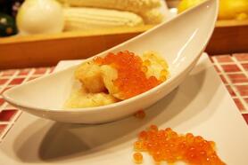 ホタテのテンプラ　いくらがけ