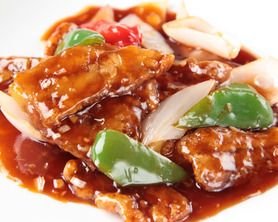 スライスポークの黒酢すぶた