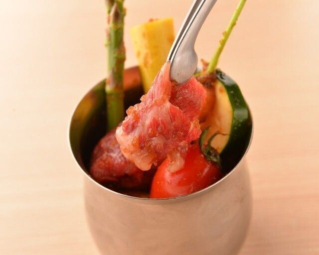 熟成カルビとゴロゴロ野菜の香味野菜おろし漬け