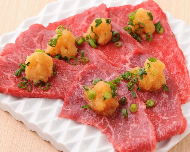 数種の大根とカラスミのおろしポン酢ロース