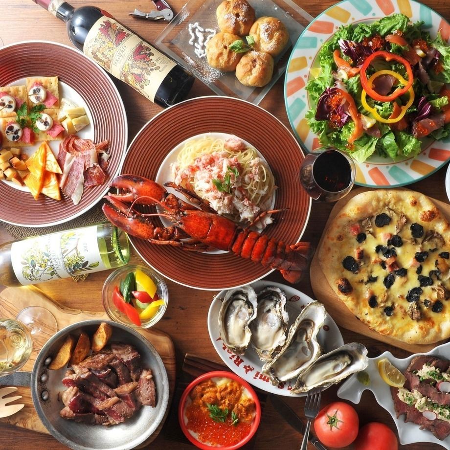 【贅沢海鮮×贅沢肉鮮！炭リッチプレミアム宴会コース】生＆ワイン等2H飲放6000円⇒5000円