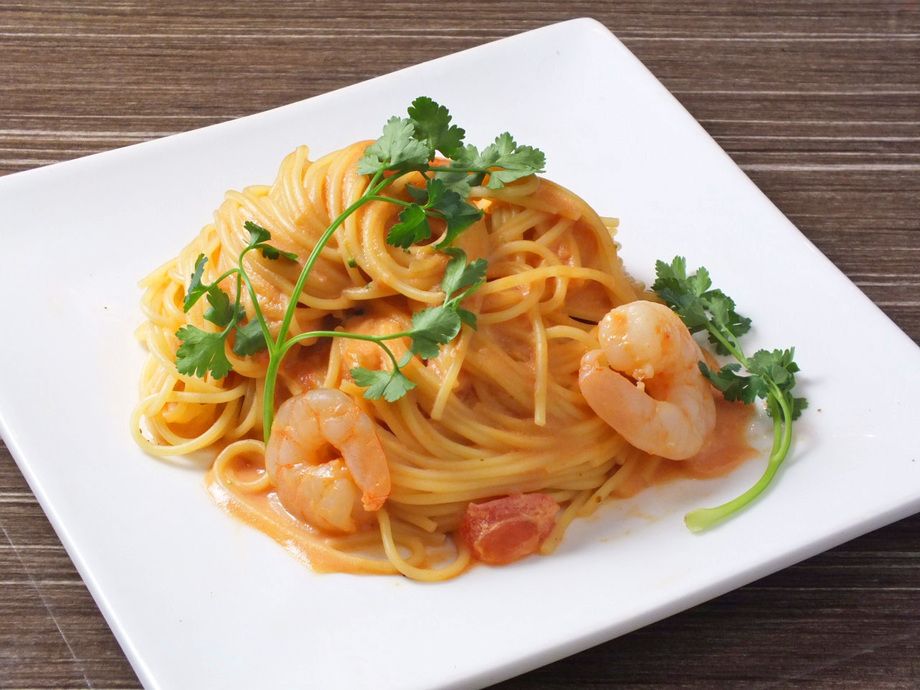 海老とトマトのクリームパスタ（¥720）