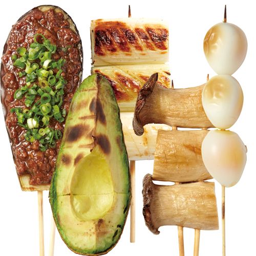 うずらのたまご／ベビーコーン／ししとう／炙りアボカド／なす肉味噌／ねぎ／エリンギ（150円～190円）