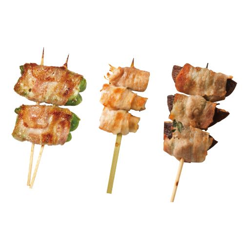 チーピー肉巻き／しいたけの豚しそ巻き／えのき肉巻き（各260円）