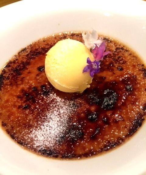 ピスタチオのクレームブリュレ　たんかんのソルベ