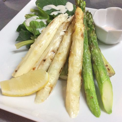 二色アスパラのガーリック焼き