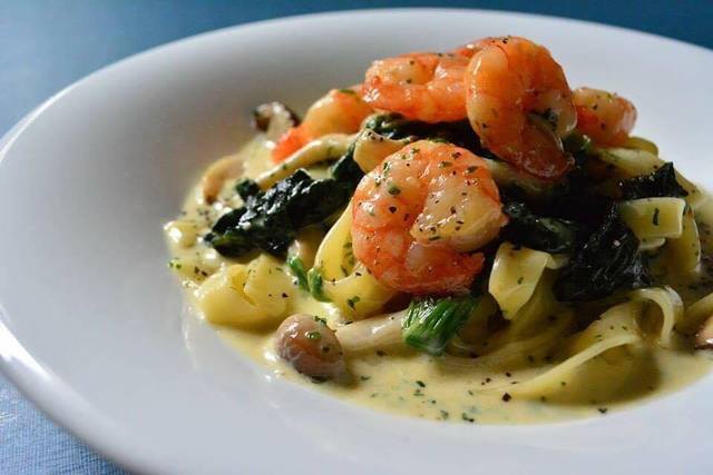 【CREAM】海老ときのこの檸檬クリームパスタ