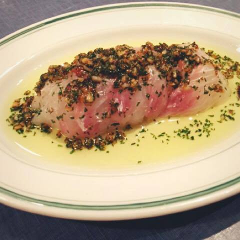 名物カルパッチョ　アヒィージョソース