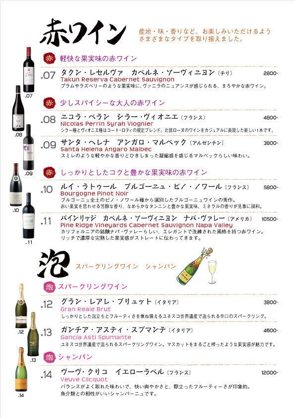 赤ワイン・スパークリングワイン