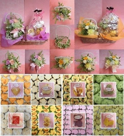 プリザーブドフラワーアレンジ(ブーケ風）と焼き菓子のギフトセット♪(*^▽^*)