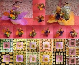 実りの秋をイメージして作ったプリザーブドフラワーアレンジと秋の焼き菓子のギフトセット(^^♪