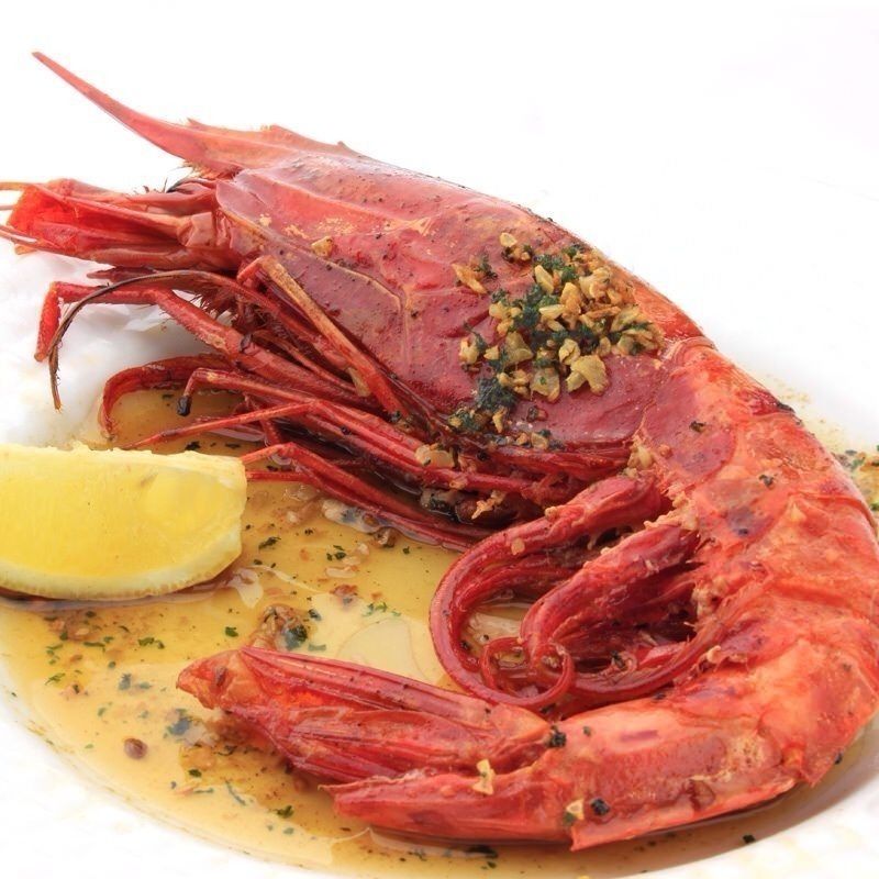 スペイン産 特大赤海老 〜カラビネーロ〜 のプランチャ（鉄板焼き）（2,300円）