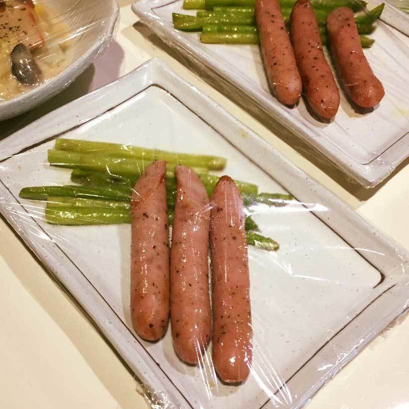 アスパラウィンナー炒め（500）