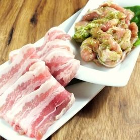 三元豚　カルビ　塩／たれ／味噌