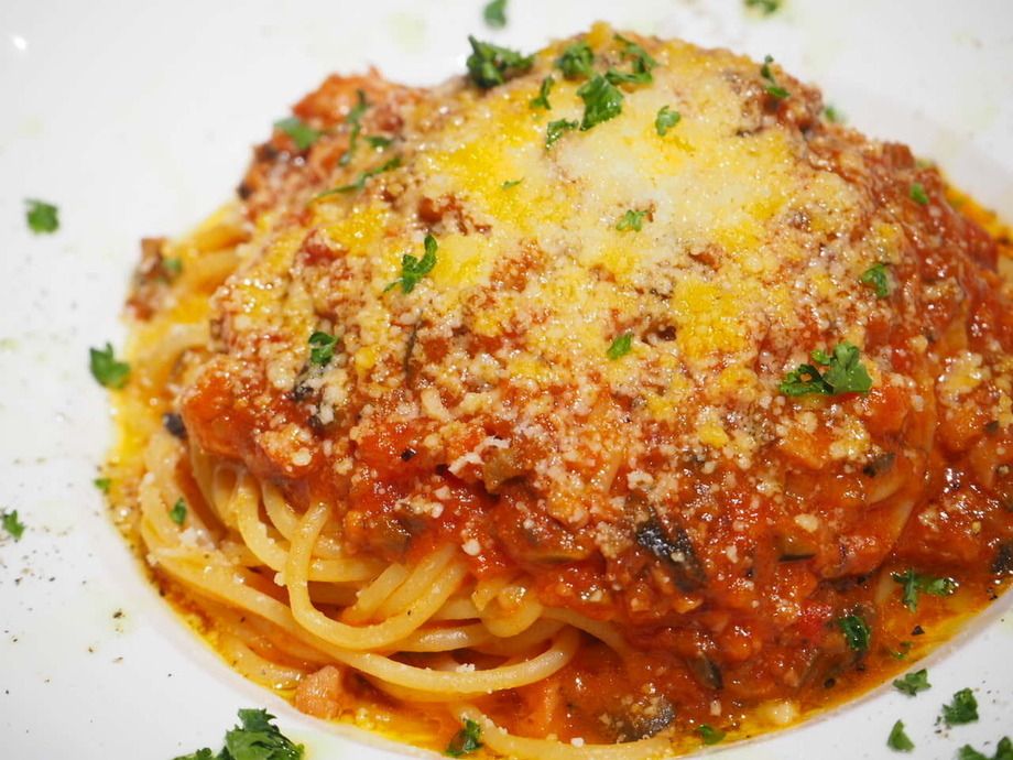 タコのラグーのトマトスパゲティ