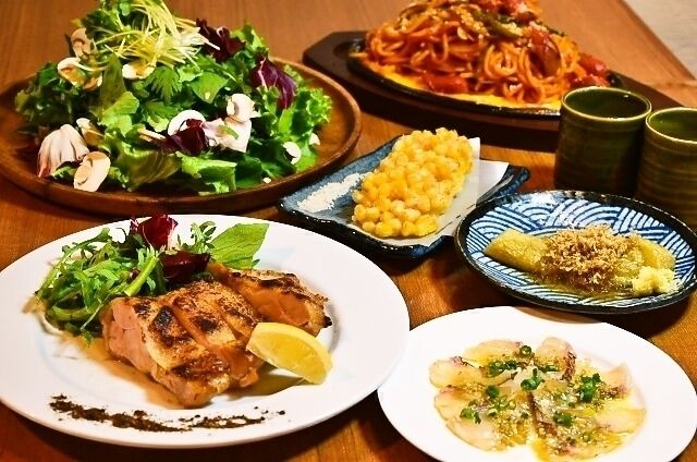 ★旬の真鯛とチキンステーキのボリューム満点満腹コース★飲み放題２H付4000円（4000円）