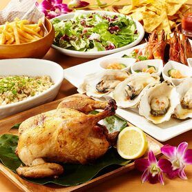 ～14日【3500円オハナコース】丸ごとローストチキンなど６品【女子会 誕生日 宴会】