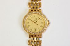 ☆ダンヒル☆ エリート ダイヤベゼル K18YG 金無垢 クォーツ式　 dunhill（425000）