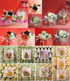 華やかなブーケにアレンジしたプリザーブドフラワーと冬限定の焼き菓子のギフトセット販売中です♪(*^▽^*)