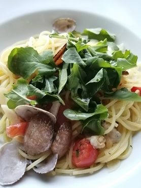 アサリ・トマト・ルッコラのスパゲッティ