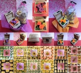 木箱に薔薇のプリザーブドフラワーの秋色アレンジと秋の焼き菓子のギフトセット販売中です♪(*^▽^*)