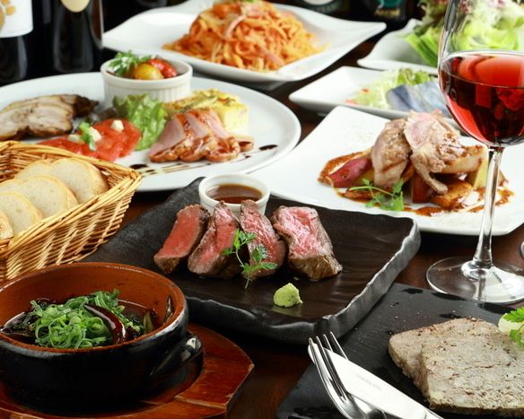 ★歓送迎会プラン★【今だけ！3時間飲み放題付き♪】～宮崎産霧峰牛ステーキが入った肉バルの王道を詰め込んだ！肉宴会コース♪４５００円　※金・祝前日は2時間飲み放題