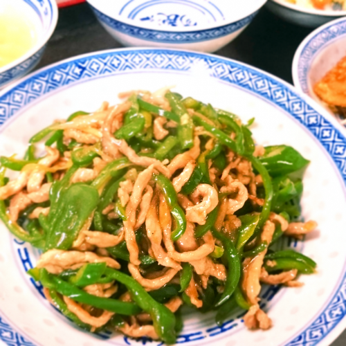 豚肉とピーマンの細切り炒めセット(青椒肉絲)