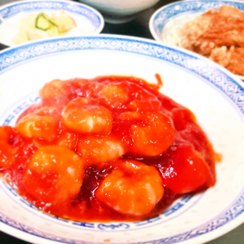 海老のチリソース煮セット(乾焼蝦仁)