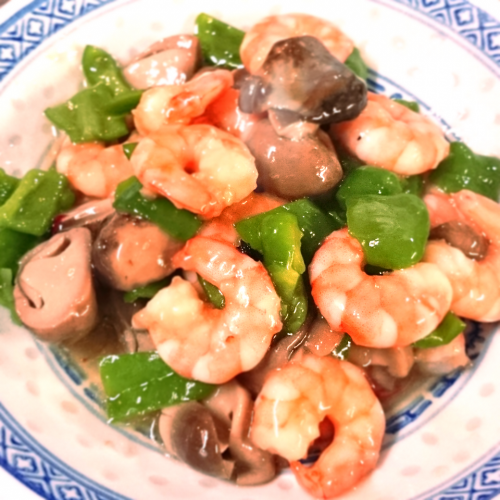 海老と野菜のうま煮（素菜炒蝦仁）