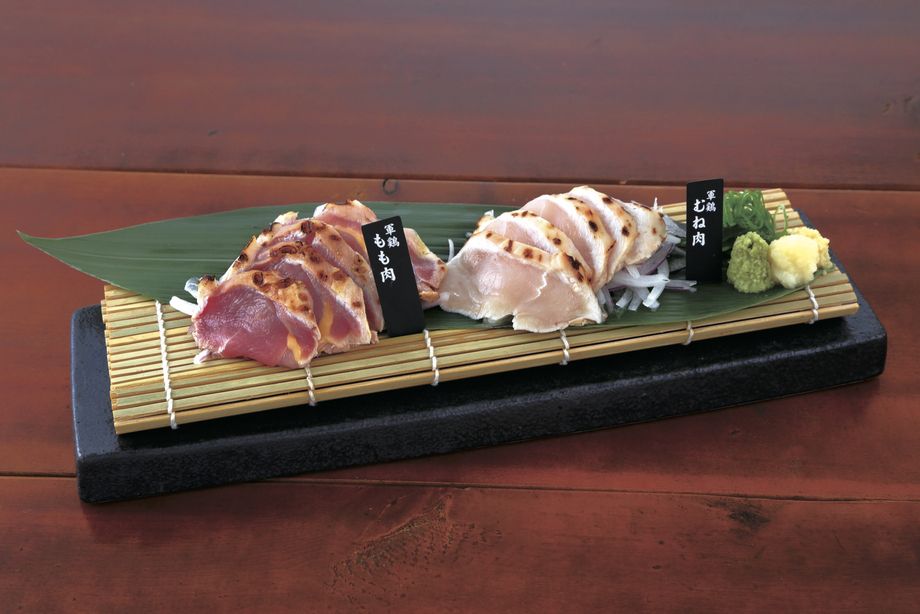 軍鶏たたき一石二鳥盛り