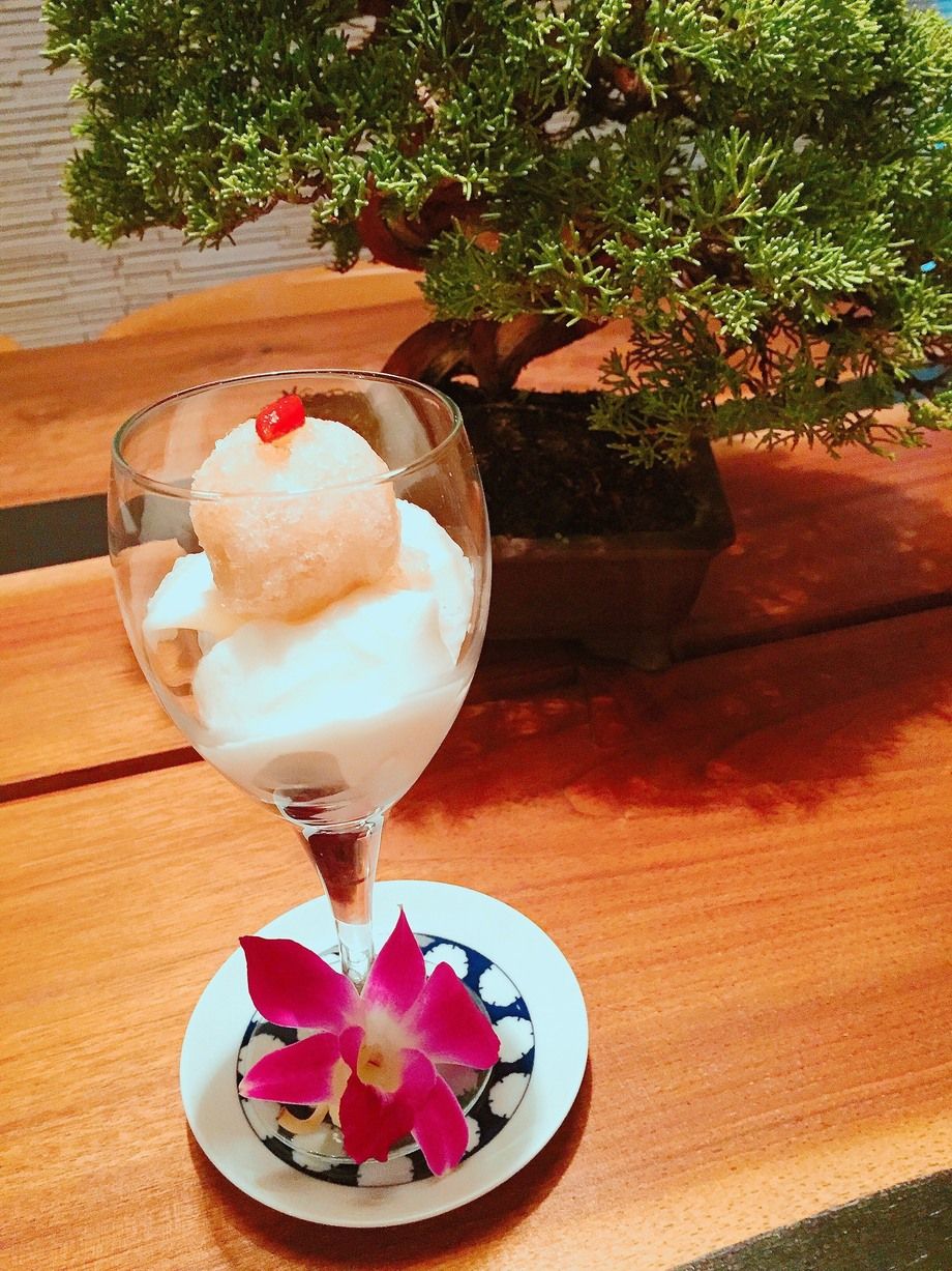 杏仁豆腐on生姜シャーベット（７００）