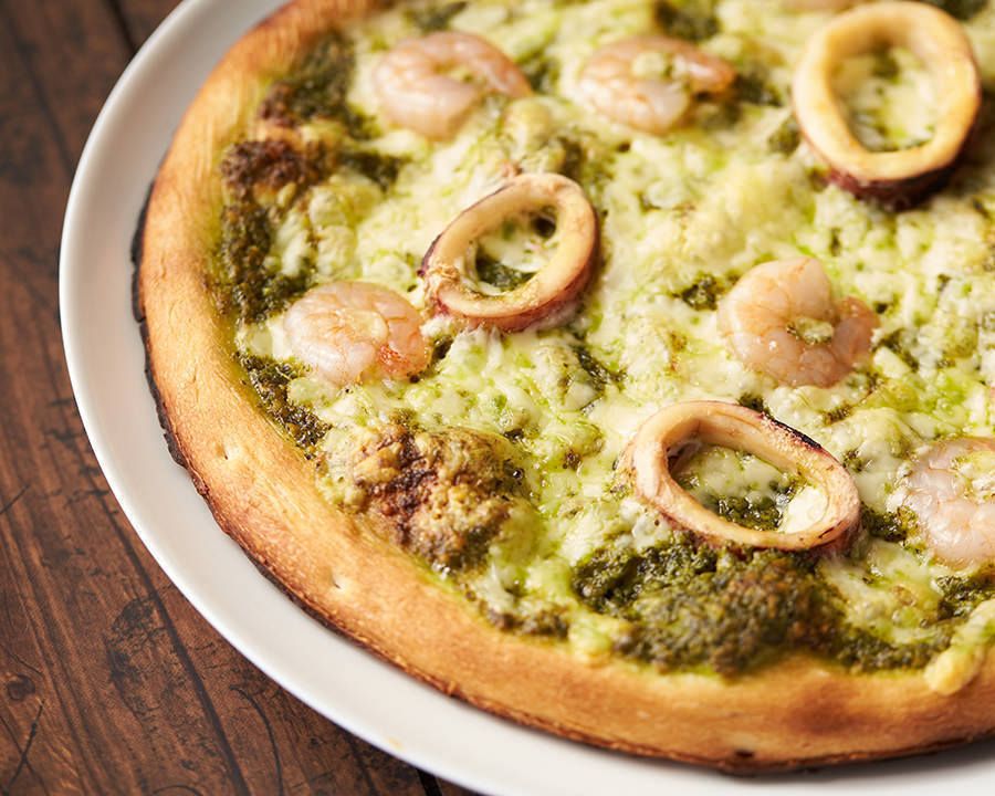 バジルシーフードピザ（￥９８０）