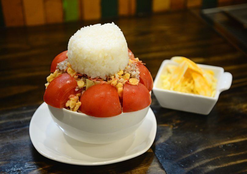 Monjayaki with Tomato Cheese Risotto