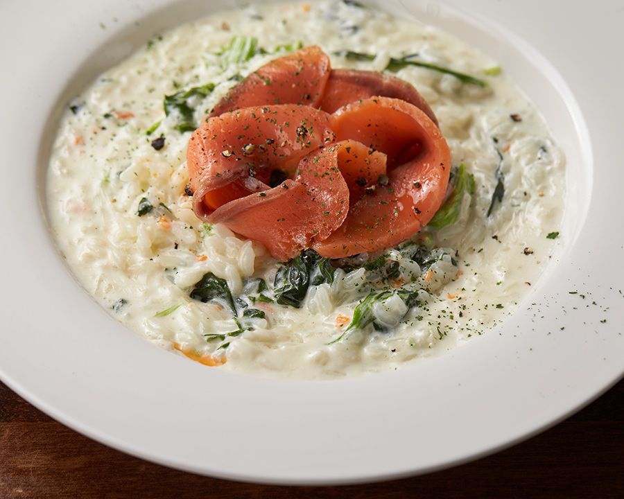 ほうれん草とスモークサーモンのリゾット（￥８８０）