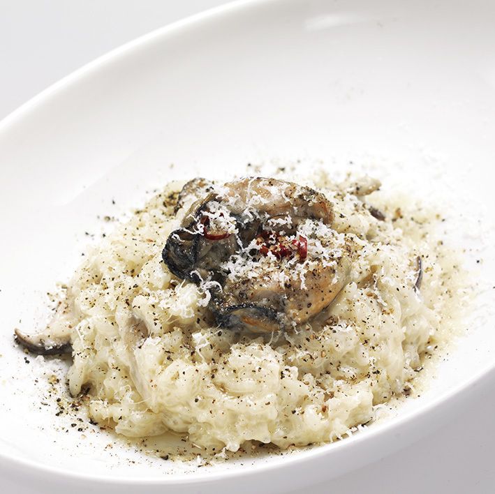 きのこと牡蠣のクリームリゾット