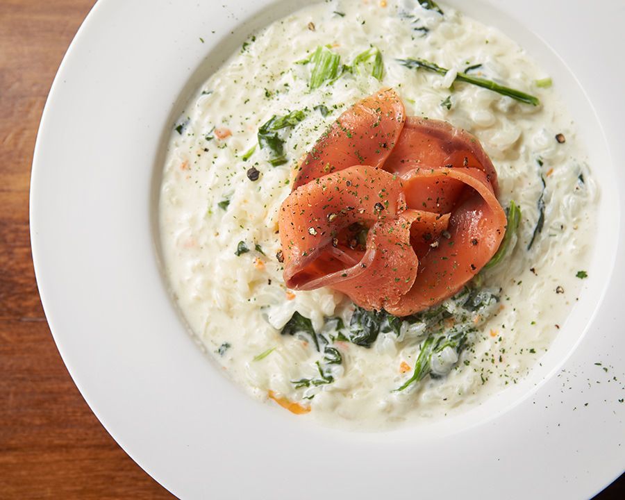ほうれん草とスモークサーモンのリゾット（￥８８０）