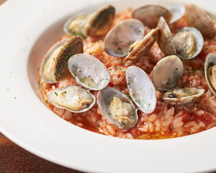 産地直送　あさりのトマトのリゾット（￥８８０）