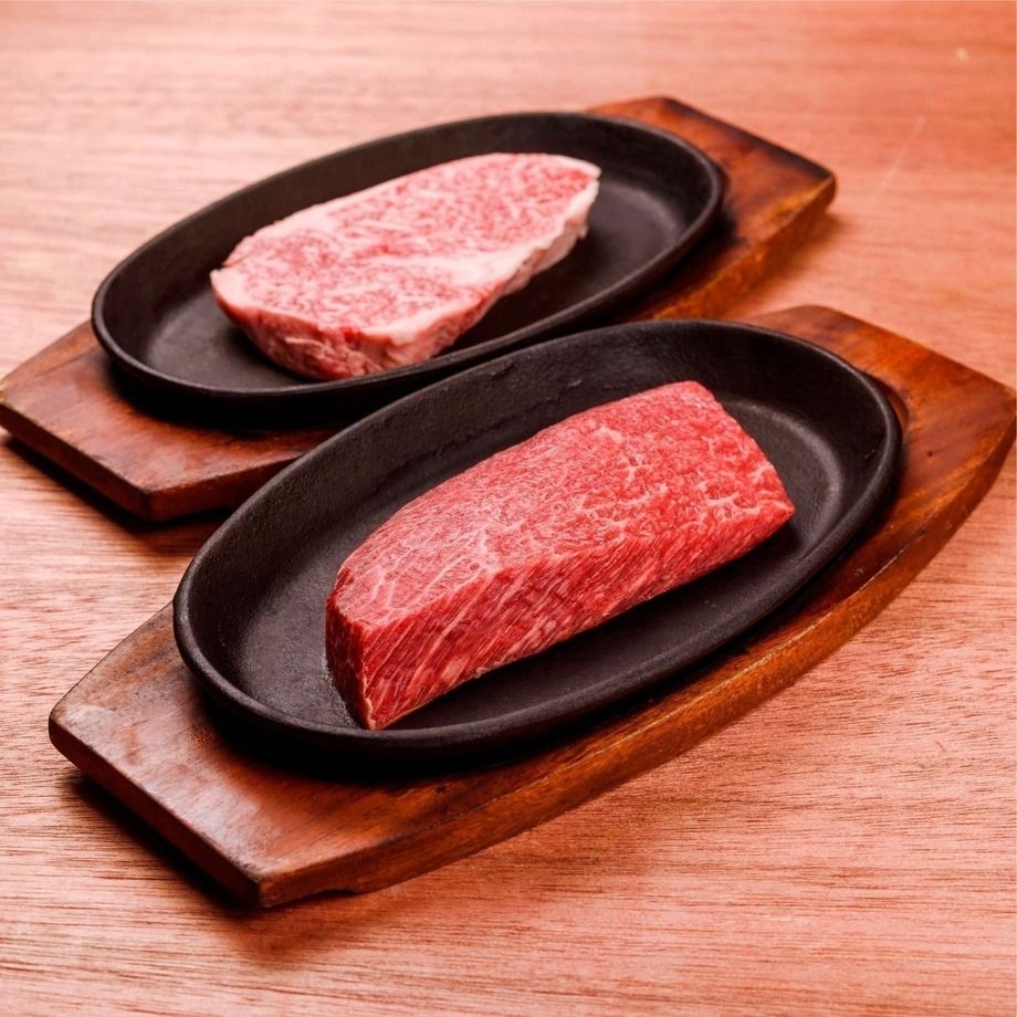 赤身系希少部位の熟成ステーキ/霜降り系極上希少部位の熟成ステーキ