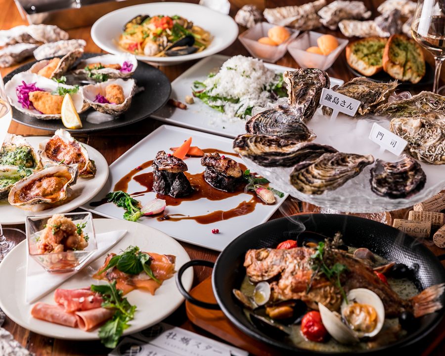 【プレミアム牡蠣尽くし歓送迎会コース】メインはお肉&お魚！歓送迎会や特別なお祝いにおすすめ【3時間飲み放題付全10品】（10000）