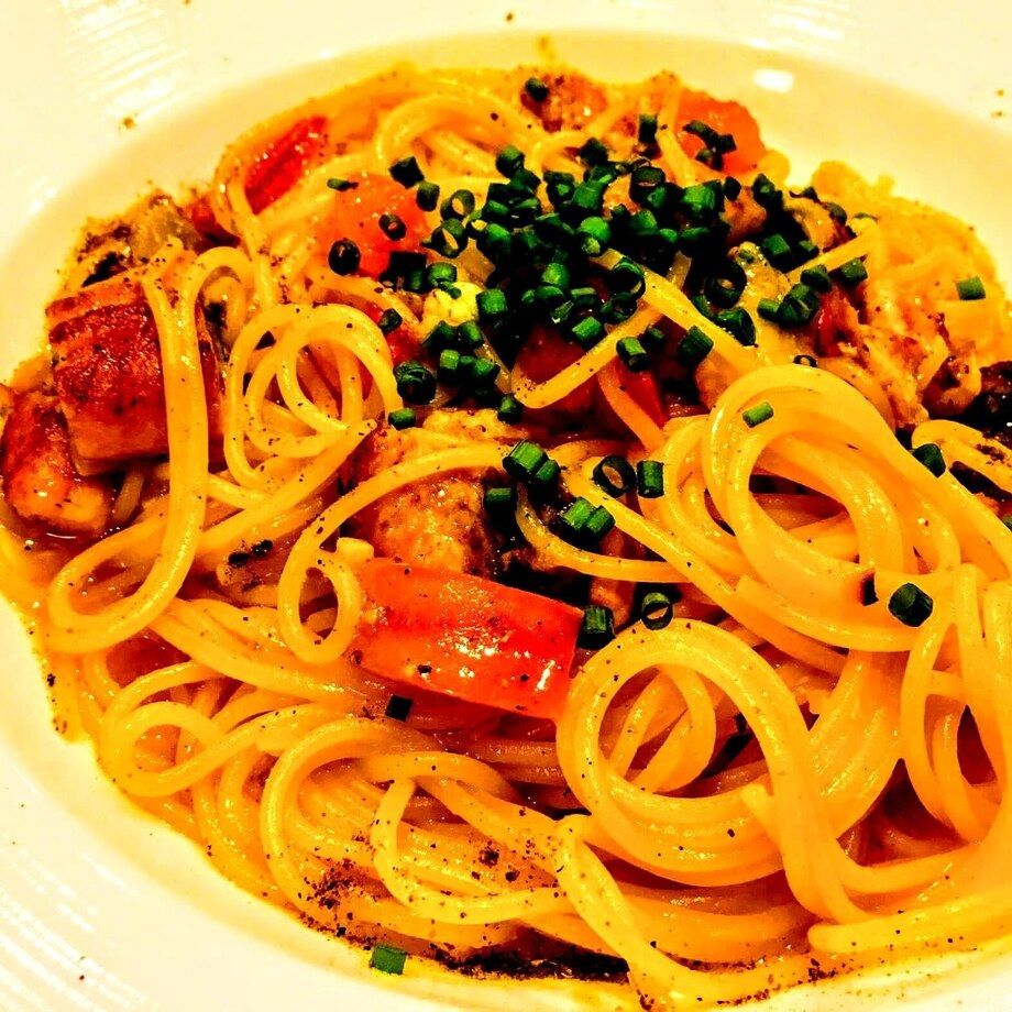 山椒の香りがピリリと効いた鰻のパスタ