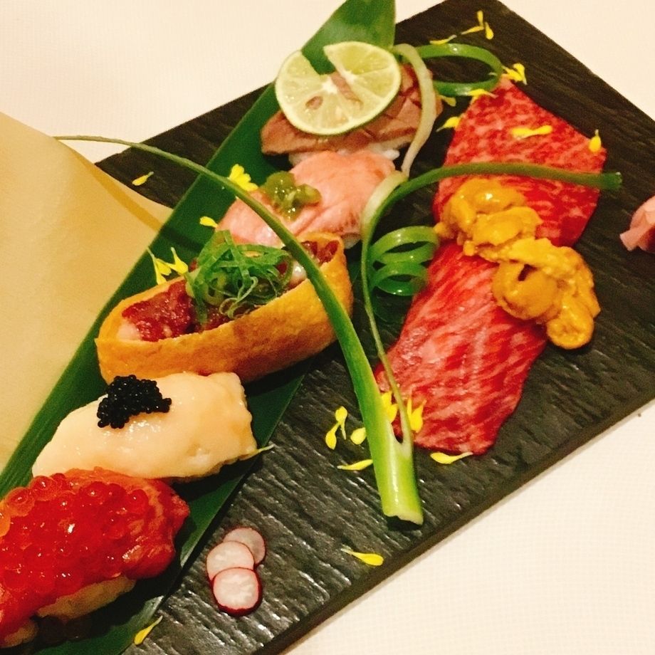 肉の寿司盛り合わせ(特上)（1680円）